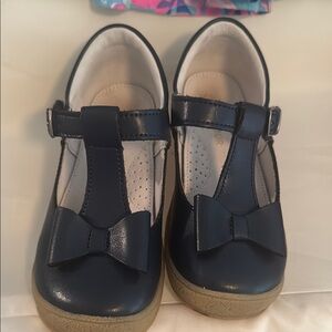 L'Amour Blue Dress Shoes with Bow and T-Strap